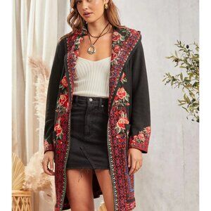 NWT Savanna Jane Embroidered Duster Cardigan Coat